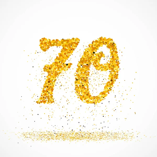 70 made with little glitter gold circles — Stock Vector