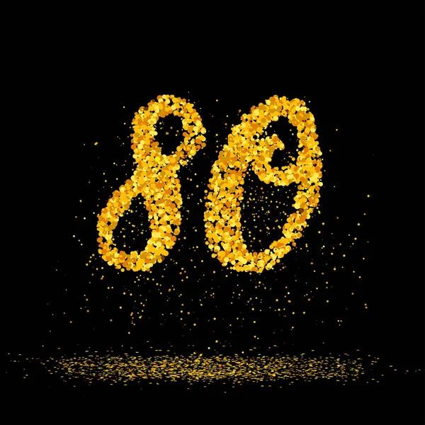 80 сделанных из маленьких блестящих золотых кружков — стоковый вектор