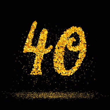 40 küçük glitter altın daireler ile yapılan