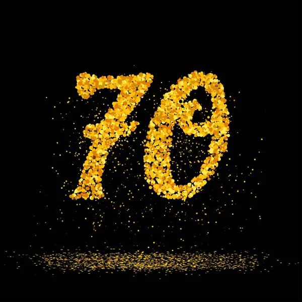 70 зроблено з маленькими блискучими золотими колами — стоковий вектор