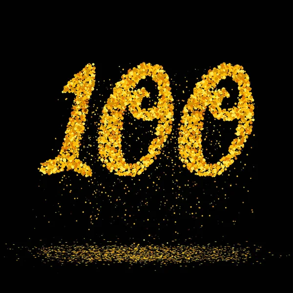100 feito com pequenos círculos de ouro brilho —  Vetores de Stock
