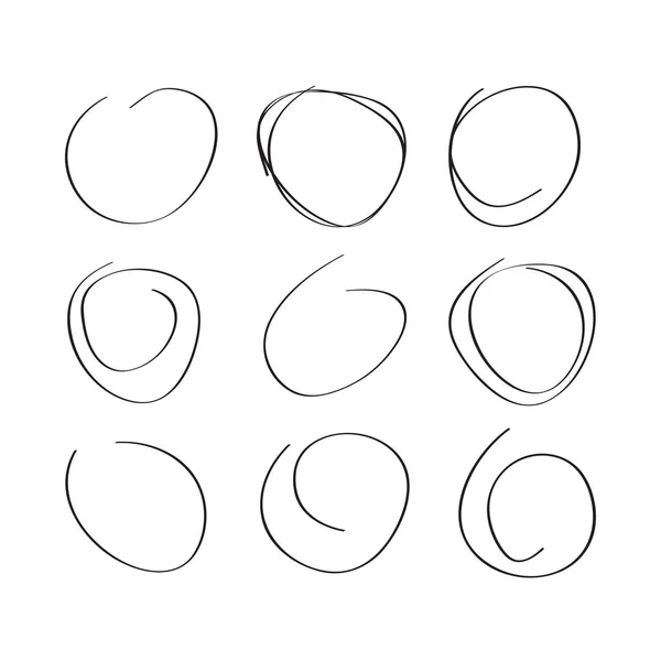 Ensemble de cercles dessinés à la main — Image vectorielle