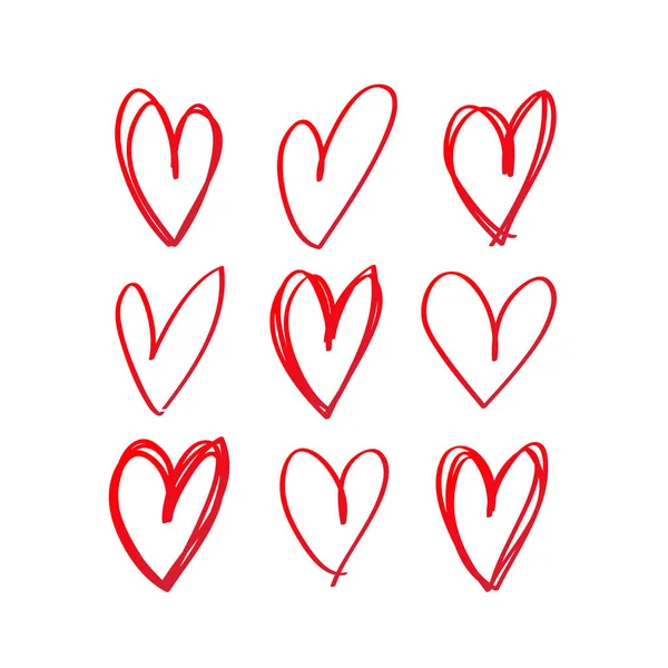 Set of hand drawn heart — Stock Vector