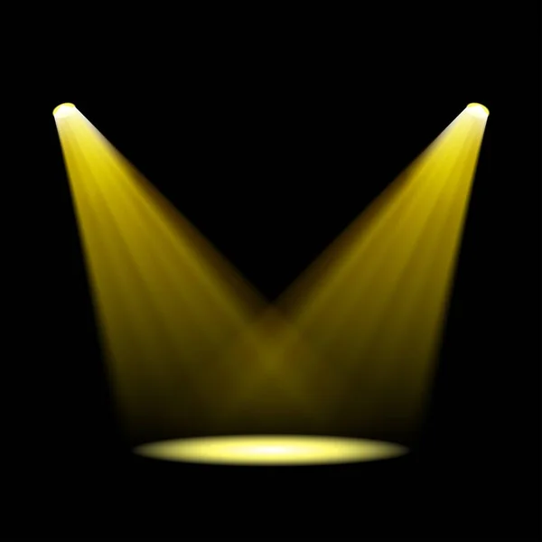 Glowing yellow spotlights — Stock Vector