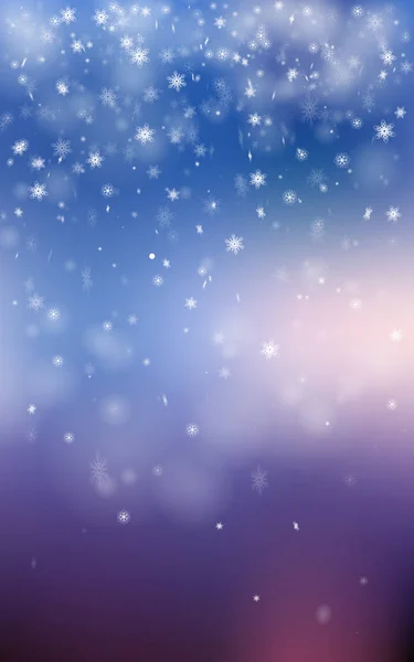 Winter Bokeh Hintergrund mit kleinen Schneeflocken — Stockvektor