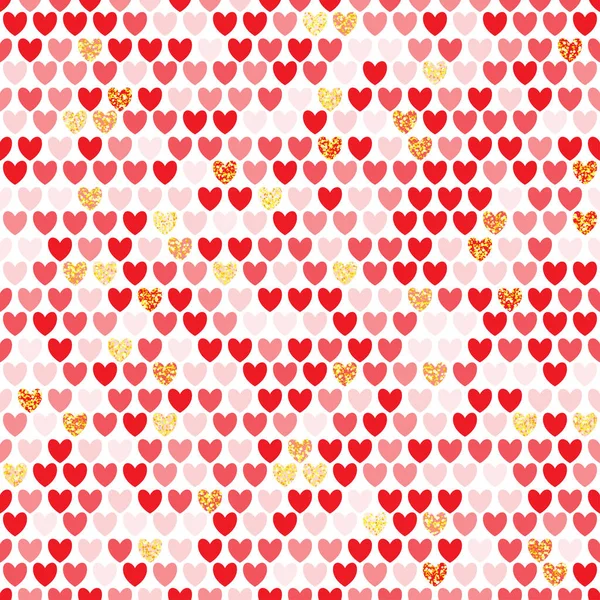 Seamless pattern with red hearts — Stock Vector