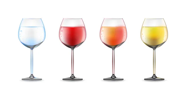Набор бокалов вина с вином — стоковый вектор