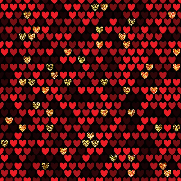 Seamless pattern with red hearts — Stock Vector