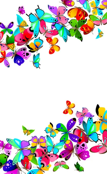 Граница с красочными бабочками — стоковый вектор