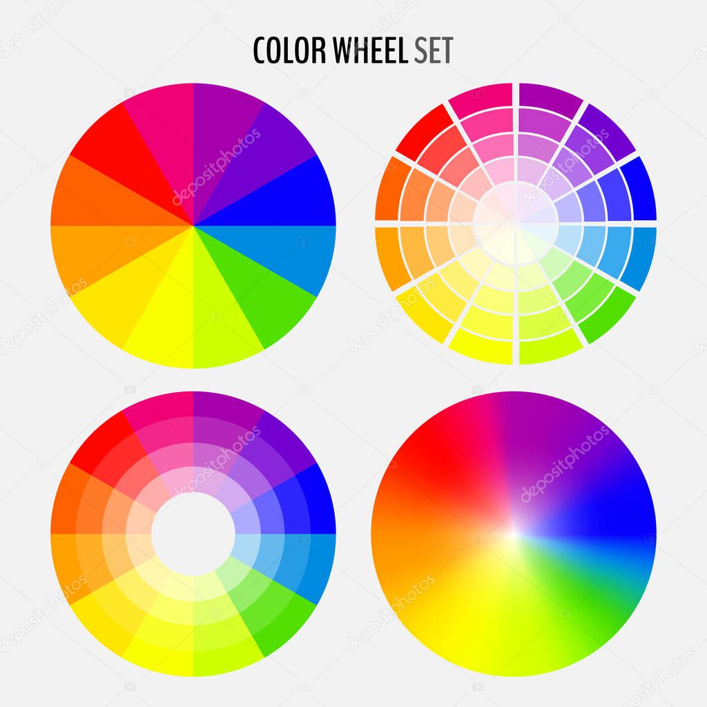 Set of various color wheels