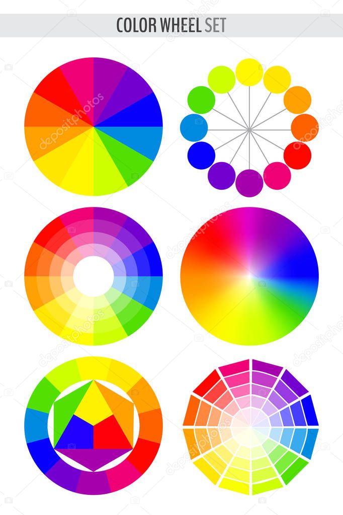 Set of various color wheels