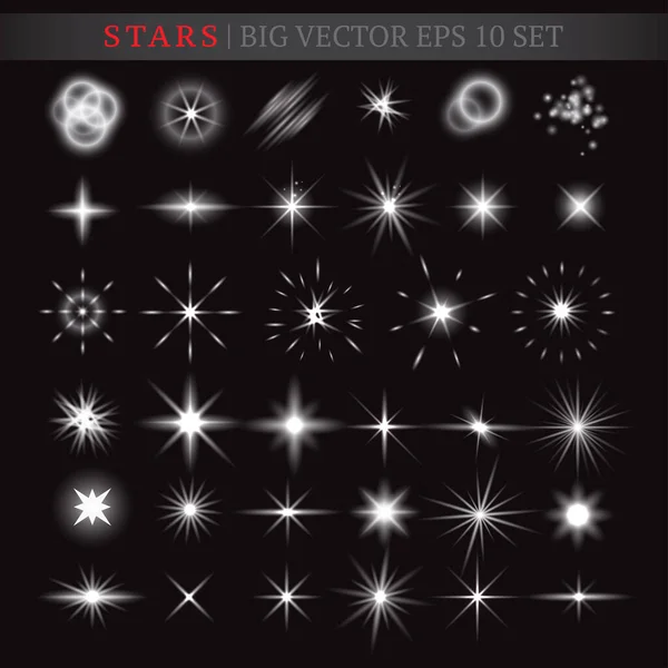 Brillantes estrellas blancas — Vector de stock