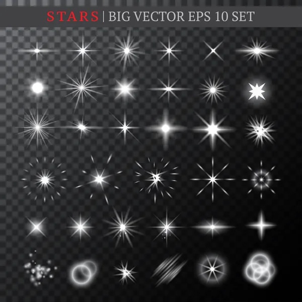 Brillantes estrellas blancas — Vector de stock