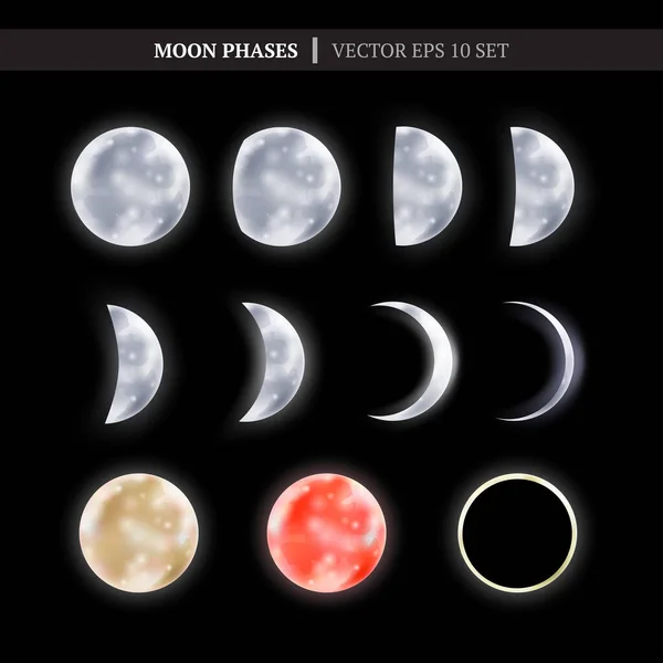 Set of moon phases — Stock Vector