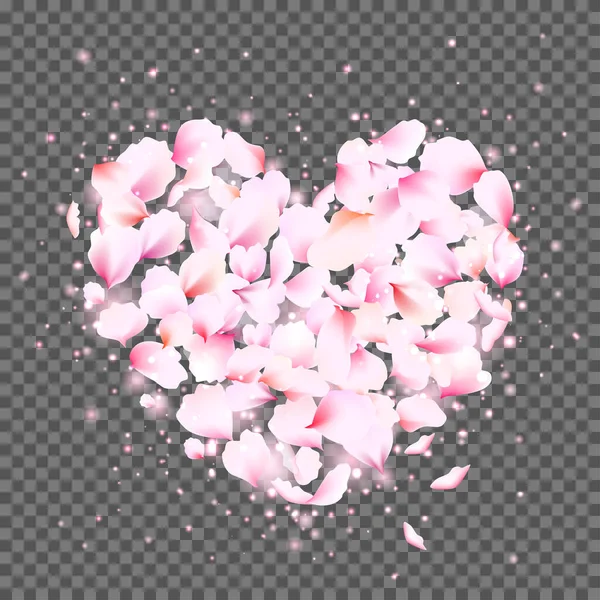 Rose petals heart — Stock Vector