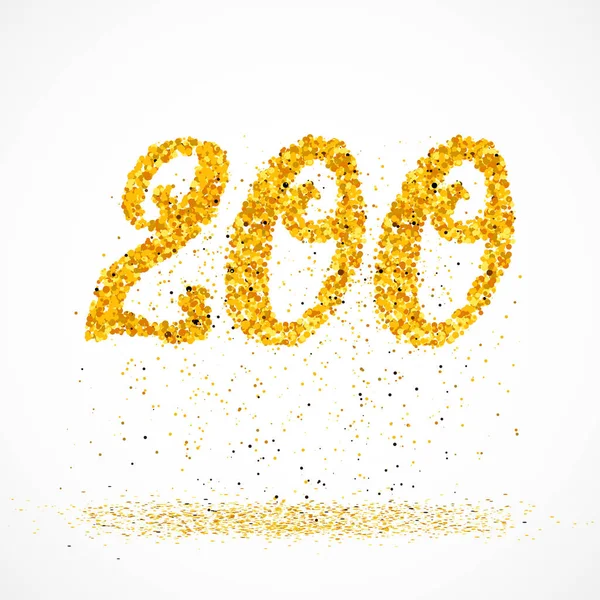 200 hecho con pequeños círculos de oro brillo Vector de stock