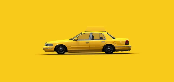 Vista Laterale Studio Girato Giallo Berlina Taxi Car — Foto Stock