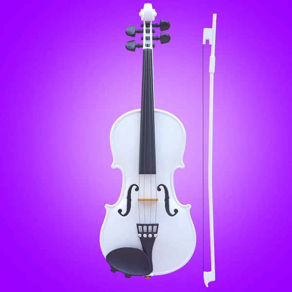White Violin Purple Background Musical Instrument Purple Gradient Background Illustration — Stock Photo, Image