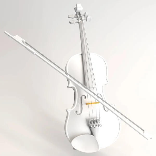 Weiß Polierte Geige Hintergrund Visualisierung Illustration Von Musikinstrumenten — Stockfoto