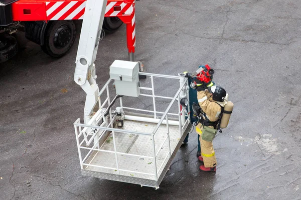 Fuego Ministerio Ruso Situaciones Emergencia Fuego Incendios Motor Bomberos — Foto de Stock