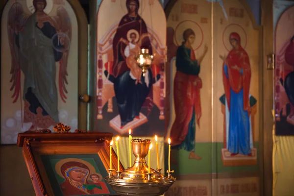 Intérieur Église Temple Rite Orthodoxe Baptême Mariage Prière — Photo