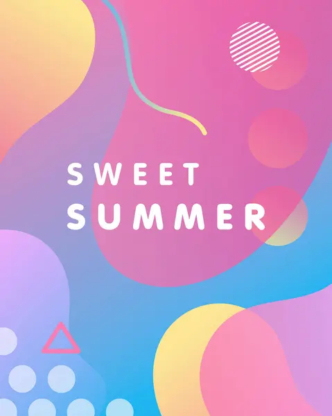 Unique Artistic Design Card Sweet Summer Bright Gradient Background Shapes — Stock Vector