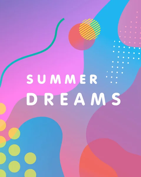 Einzigartige Künstlerische Designkarte Sommerträume Mit Hellem Hintergrund Formen Und Geometrischen — Stockvektor
