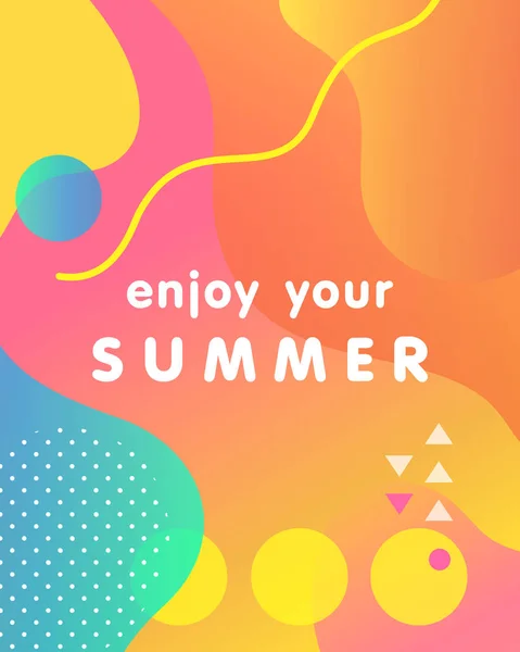 Einzigartige Künstlerische Designkarte Genießen Sie Ihren Sommer Mit Gradienten Hintergrund — Stockvektor