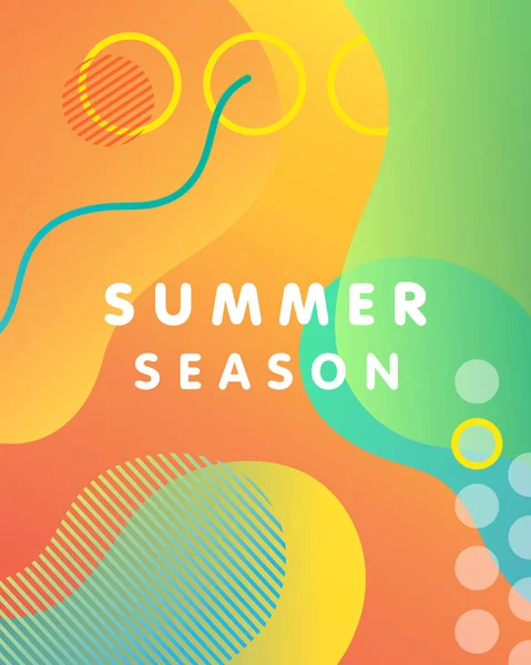 Einzigartige Künstlerische Designkarte Sommersaison Mit Gradientenhintergrund Formen Und Geometrischen Elementen — Stockvektor