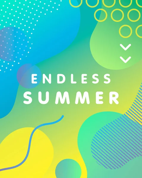 Einzigartige Künstlerische Designkarte Endloser Sommer Mit Gradientenhintergrund Formen Und Geometrischen — Stockvektor