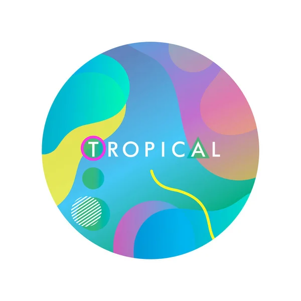 Benzersiz Sanatsal Tasarım Kartı Tropikal Parlak Gradyan Arka Planı Şekiller — Stok Vektör