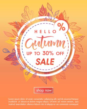 Sonbahar özel fırsat afiş. Sonbahar yaprakları sonbahar renkleri ile yazı elle çizilmiş. Satılık sezon kart, el ilanları, afişler, promosyon, özel indirim ve daha fazla baskı için mükemmel. Vektör sonbahar promosyon.