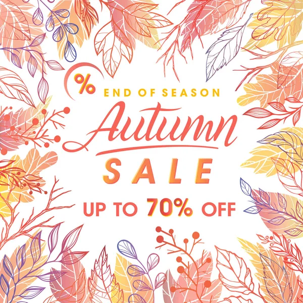 Autumn Special Offer Banner Autumn Leaves Floral Elements Fall Colors — Stock Vector