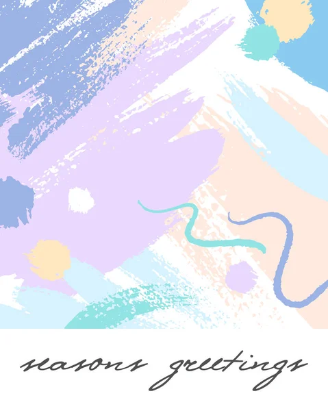 Trendy Vakantie Poster Met Hand Getekend Vormen Texturen Zachte Pastel — Stockvector