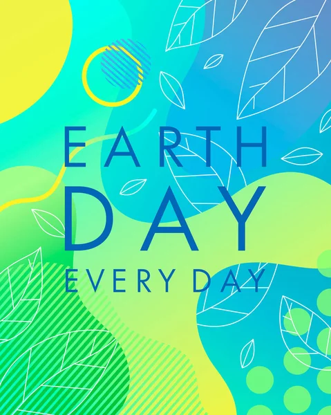 Earth Day Typografi Design Ljusa Tonad Bakgrund Flytande Former Små — Stock vektor