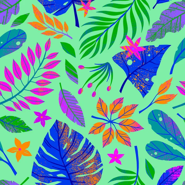 Летний Вектор Иллюстрации Яркими Тропическими Листьями Цветами Toucan Multicolor Растений — стоковый вектор