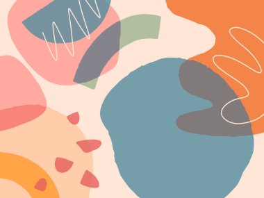 Elle çizilmiş organik şekilli sanatsal modern vektör illüstrasyonu; desenler ve grafik elementleri. Moda çağdaş tasarımı baskılar için mükemmel; el ilanları; afişler; davetiyeler; markalaşma tasarımı;