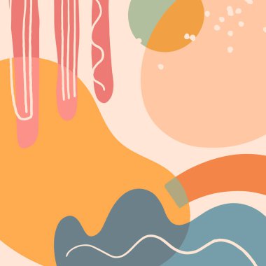 Elle çizilmiş organik şekilli sanatsal modern vektör illüstrasyonu; desenler ve grafik elementleri. Moda çağdaş tasarımı baskılar için mükemmel; el ilanları; afişler; davetiyeler; markalaşma tasarımı;