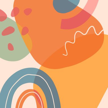 Elle çizilmiş organik şekilli sanatsal modern vektör illüstrasyonu; desenler ve grafik elementleri. Moda çağdaş tasarımı baskılar için mükemmel; el ilanları; afişler; davetiyeler; markalaşma tasarımı;