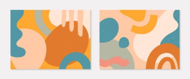 Elle çizilmiş organik şekiller, dokular ve grafik elementlere sahip modern vektör kolajları. Moda çağdaş tasarımı baskılar, sosyal medya, afişler, davetiyeler, markalaşma tasarımı, kapaklar için mükemmeldir.