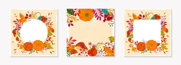 Autumn Seasonals Templates Leaves Floral Elements Fall Colors Διανυσματικές Διατάξεις — Διανυσματικό Αρχείο