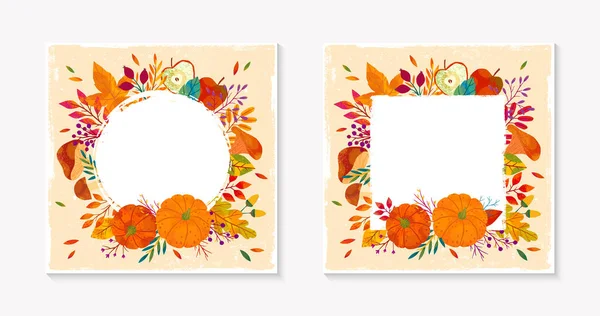 Autumn Seasonals Templates Leaves Floral Elements Fall Colors Διανυσματικές Διατάξεις — Διανυσματικό Αρχείο