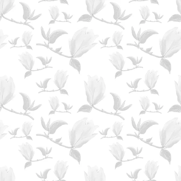 Aquarell nahtloses Muster mit Illustration des gelben Magnolienzweiges auf weißem Hintergrund — Stockfoto