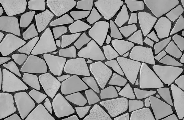 Rozbité Dlaždice Mozaika Vzor Bezešvé Bílé Šedé Dlaždice Zdi Vysokým — Stock fotografie