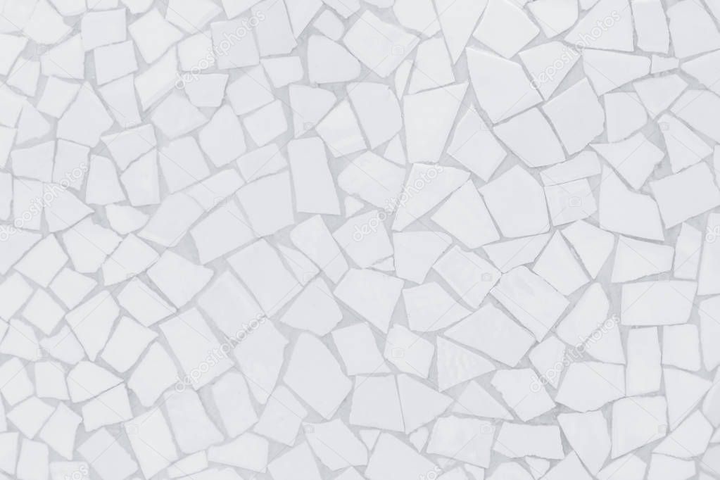Broken tiles mosaic seamless pattern. White and Grey the tile wall high resolution real photo or brick seamless and texture interior background.