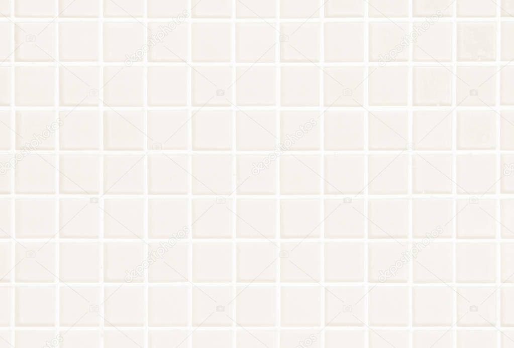 White or Cream ceramic wall and floor tiles abstract background. Design geometric mosaic texture for the decoration of the bedroom. Simple seamless pattern for backdrop advertising banner poster or web