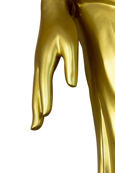 Gold Buddha hand white background(clipping path). Sculpture stat — Stock Photo, Image