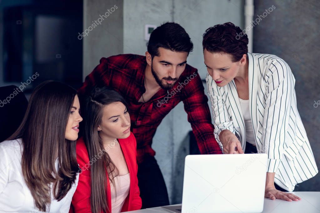 Start Up Team Of Freelancers In The Office Planning