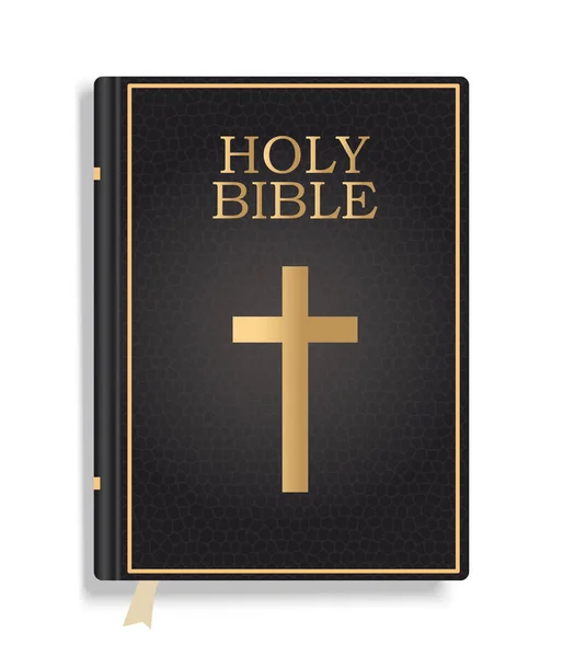 Libro cerrado de la Santa Biblia aislado sobre fondo blanco. Ilustración vectorial . — Vector de stock