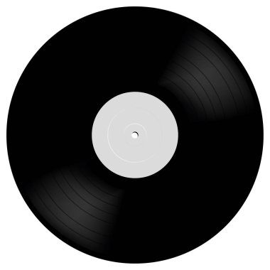 Vinil Lp kayıt gerçekçi tarzda. Siyah müzik uzun çalma albüm disk 33 rpm. Vektör mockup çizim.